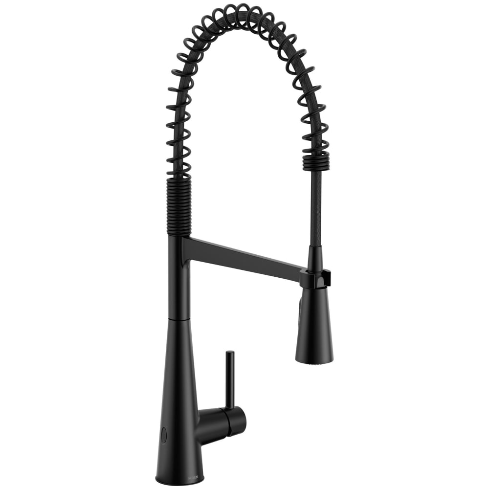 Moen Sleek 1.5 GPM Single Hole Pre-Rinse Pull Down Kitchen Faucet with PowerClean, Reflex, Duralock, and MotionSense Wave Technologies Matte Black