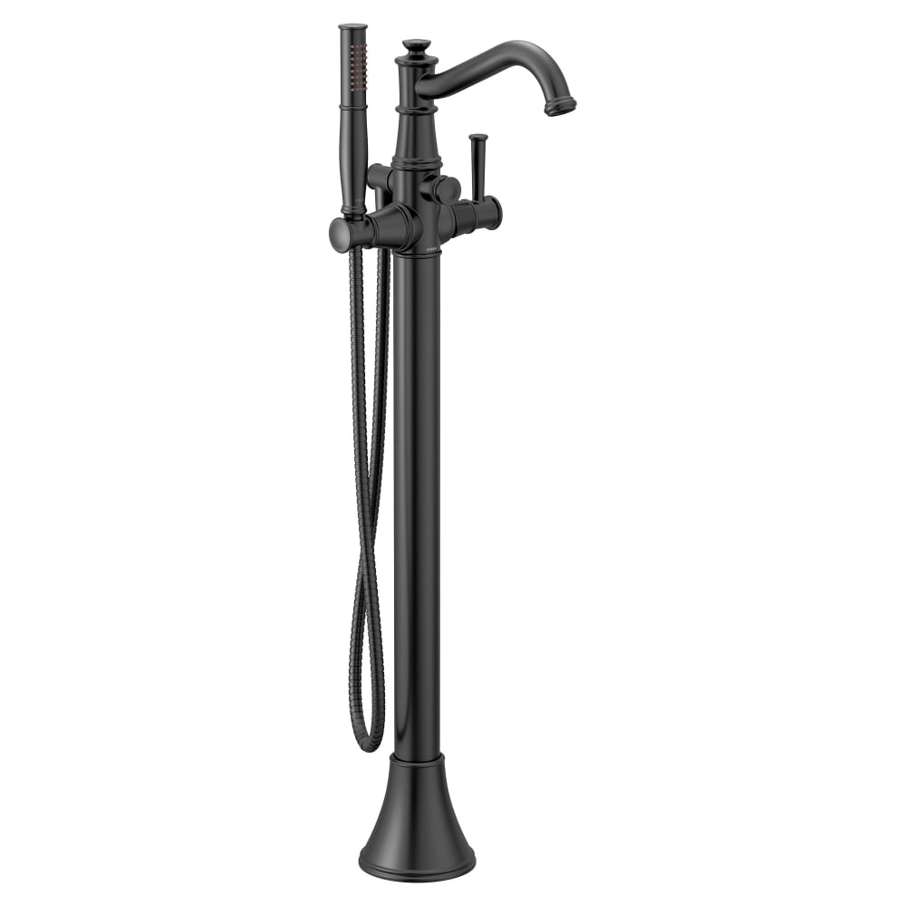 Moen Belfield Floor Mounted Tub Filler with Built-In Diverter - Includes Hand Shower Matte Black