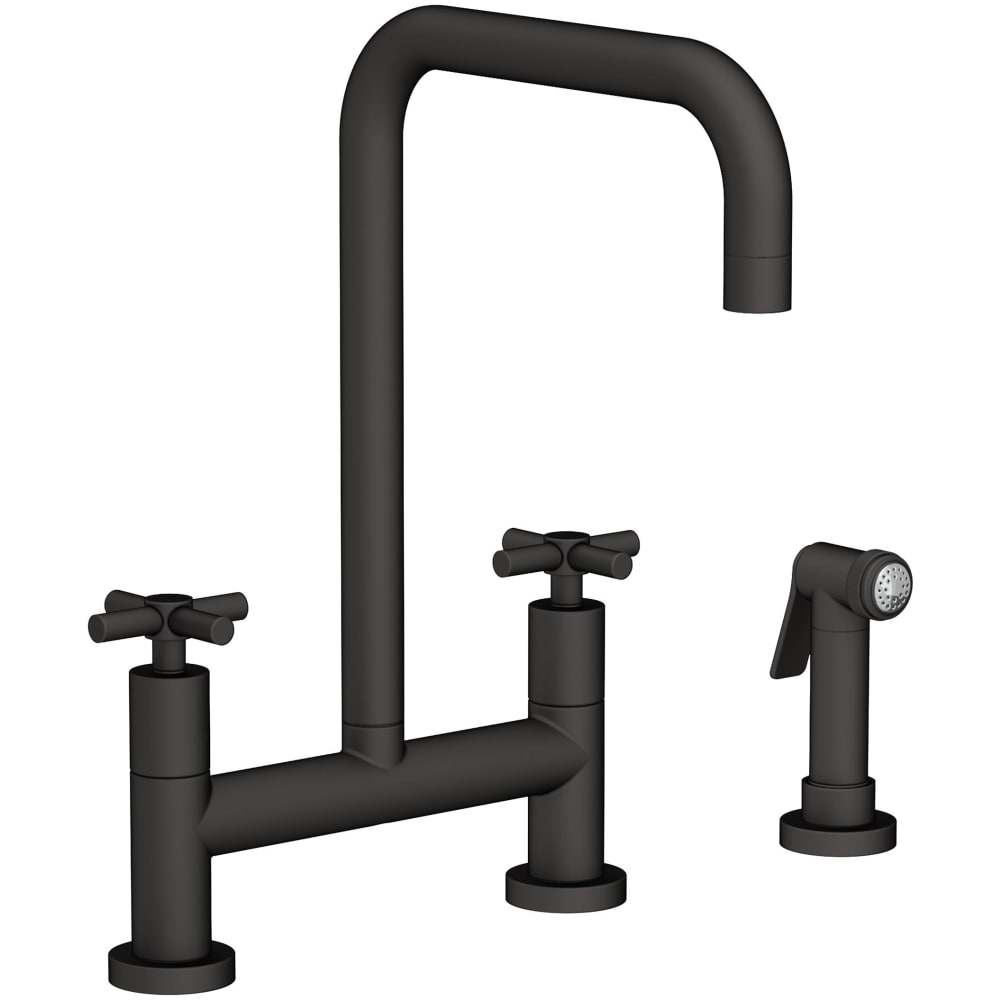 East Square 1.8 GPM Widespread Bridge Kitchen Faucet with Cross Handles - Includes Side Spray