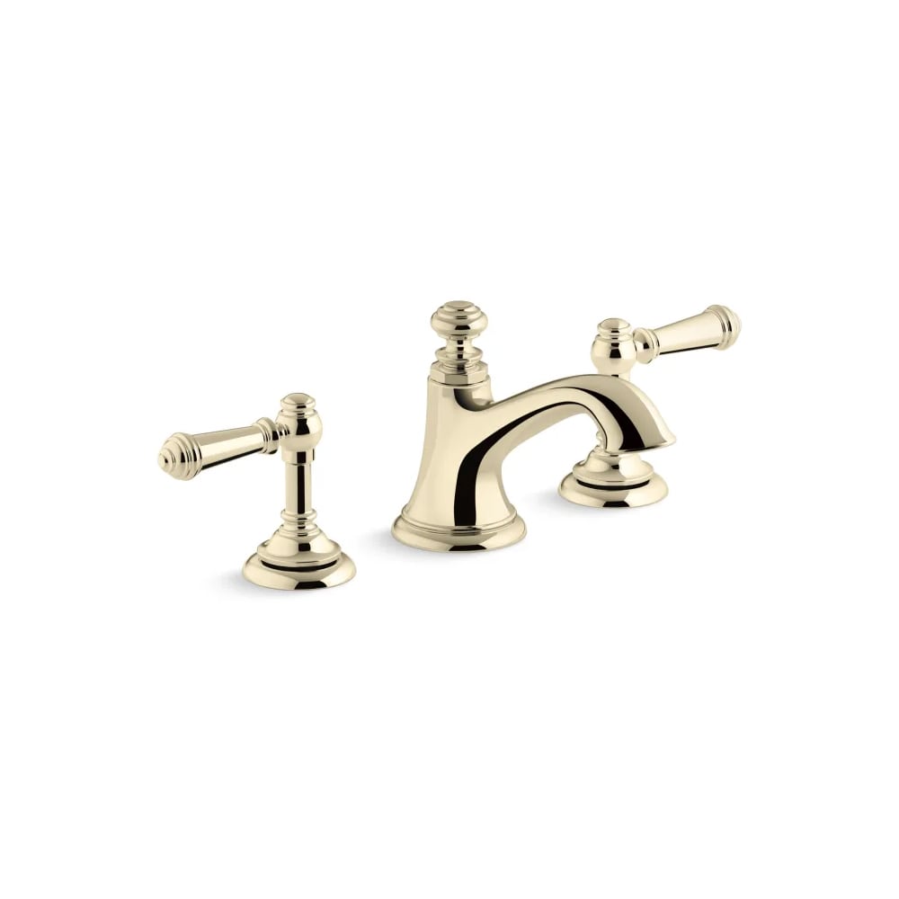 Artifacts Widespread Bathroom Faucet with Bell Spout and Lever Handles - Includes Clicker Drain Assembly