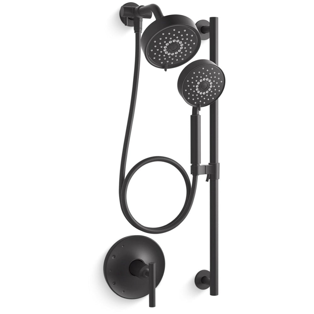 Purist Pressure Balanced Shower System with Shower Head, Hand Shower, Slide Bar, Shower Arm, Hose and Valve Trim – Less Rough-In Valve
