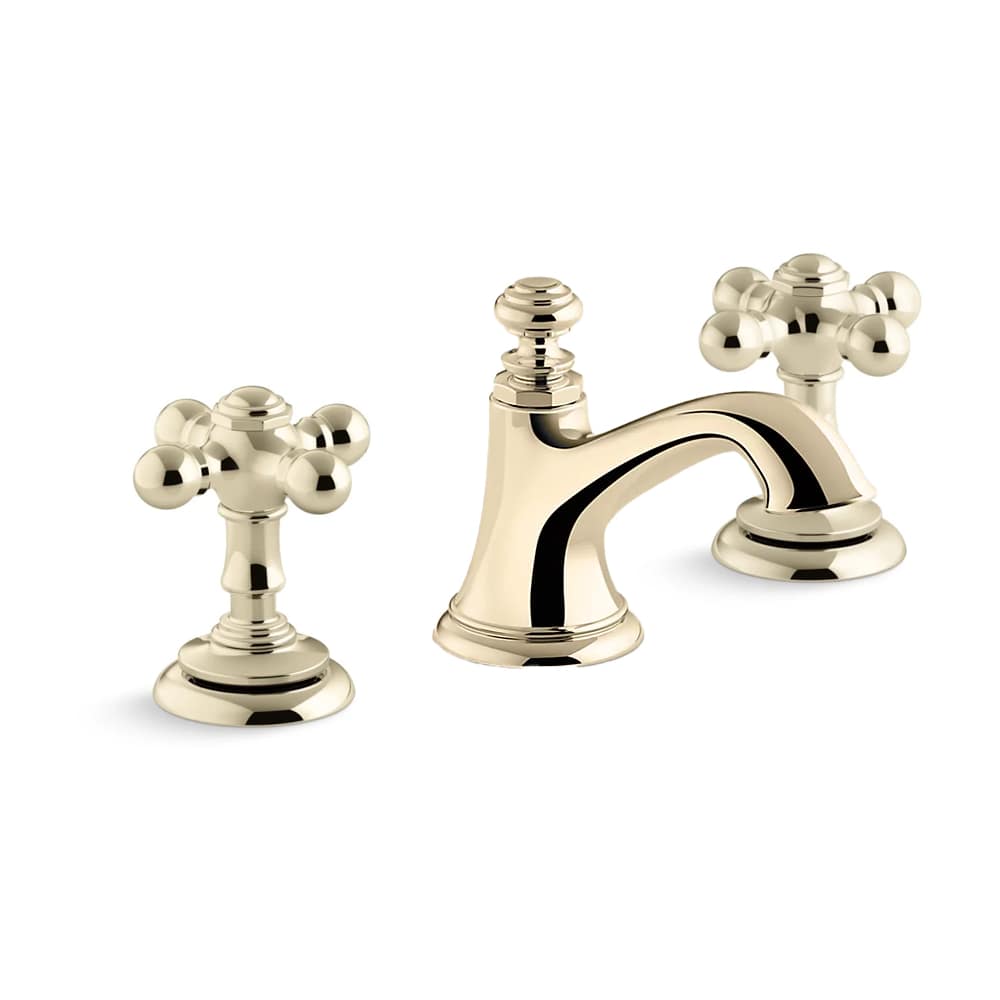 Artifacts Widespread Bathroom Faucet with Bell Spout and Cross Handles - Includes Clicker Drain Assembly