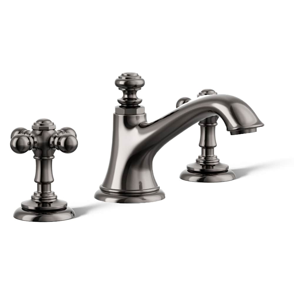 Artifacts Widespread Bathroom Faucet with Bell Spout and Cross Handles - Includes Clicker Drain Assembly