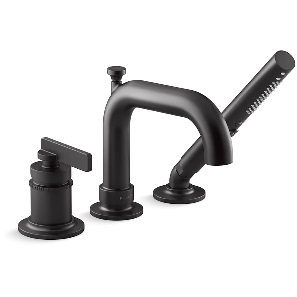 Castia by Studio McGee Deck Mounted Roman Tub Filler with Built-In Diverter - Includes Hand Shower