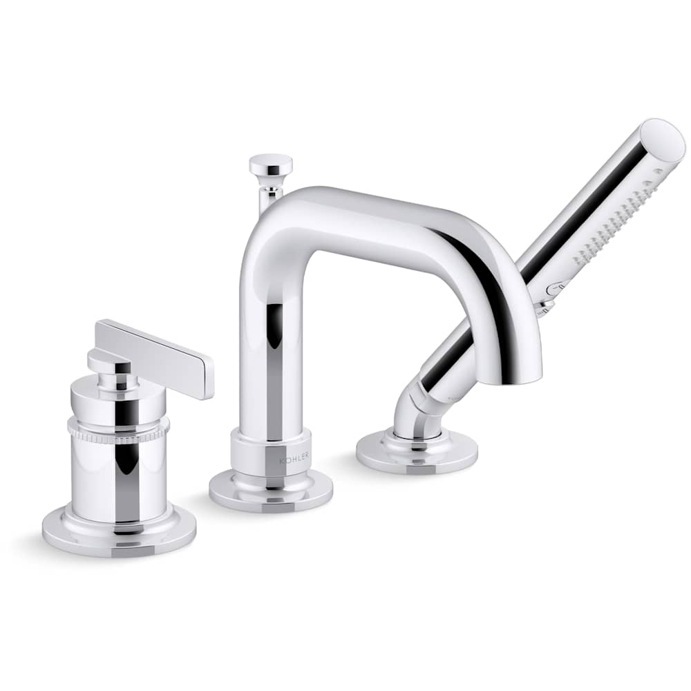 Castia by Studio McGee Deck Mounted Roman Tub Filler with Built-In Diverter - Includes Hand Shower