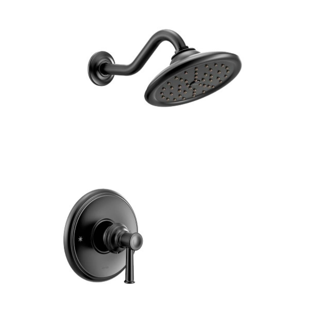 Moen Voss Posi-Temp Pressure Balanced Tub and Shower Trim with 1.75 GPM Shower Head and Tub Spout - Less Valve Matte Black