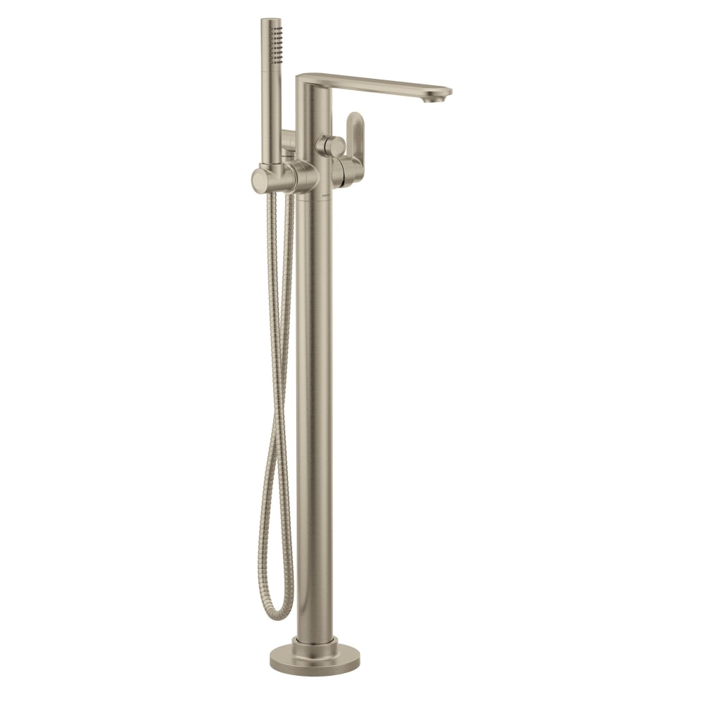 Moen Greenfield Floor Mounted Tub Filler with Built-In Diverter - Includes Hand Shower Brushed Nickel