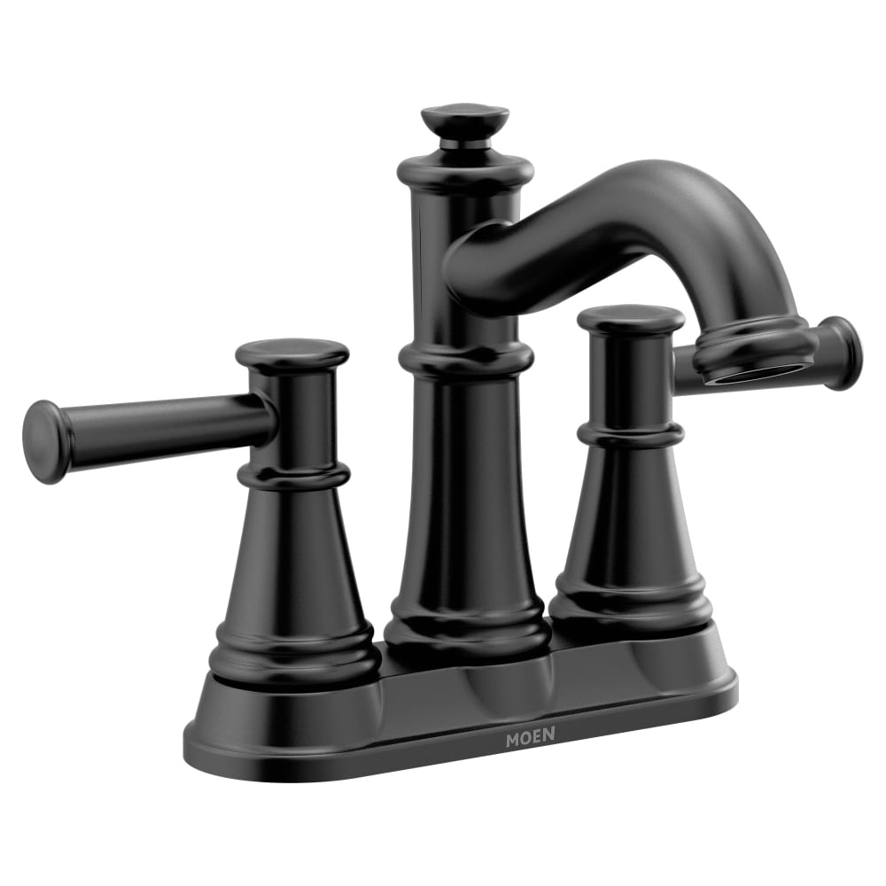 Moen Belfield 1.2 GPM Centerset Bathroom Faucet - Includes Metal Pop-Up Drain Assembly Matte Black