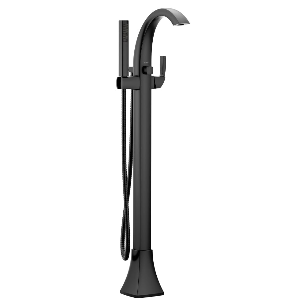 Moen Voss Floor Mounted Tub Filler with Riser and Built-In Diverter - Includes Hand Shower Matte Black