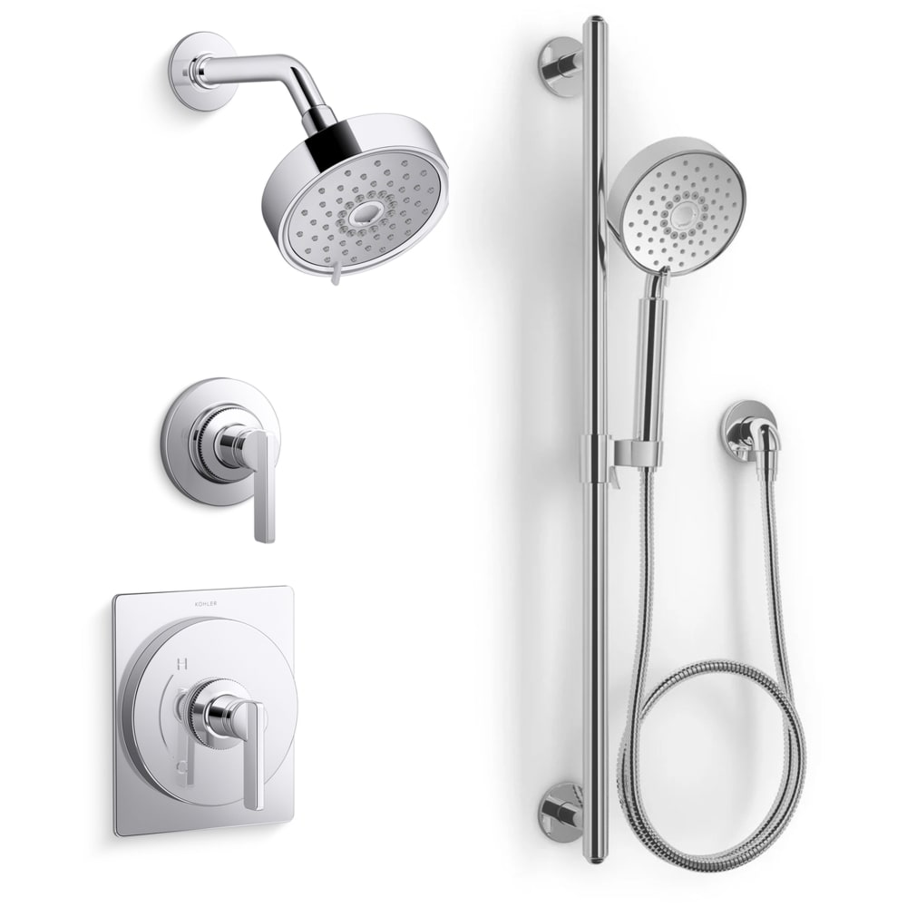 Castia Pressure Balanced Shower System with Shower Head and Handshower - Valves Included