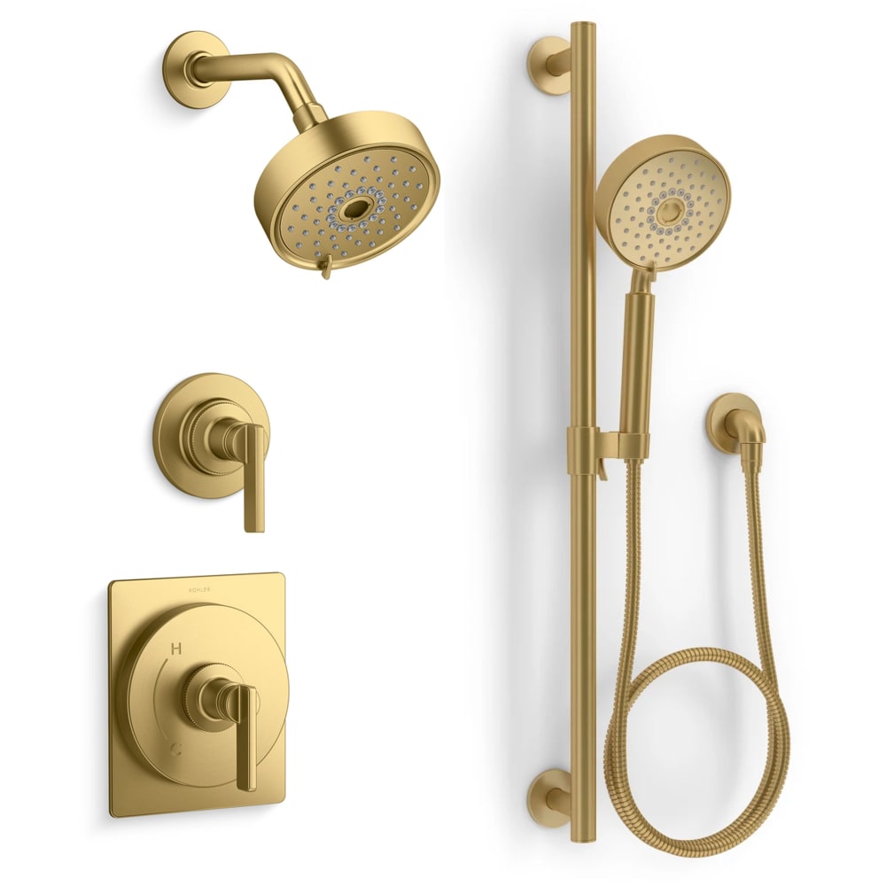 Castia Pressure Balanced Shower System with Shower Head and Handshower - Valves Included