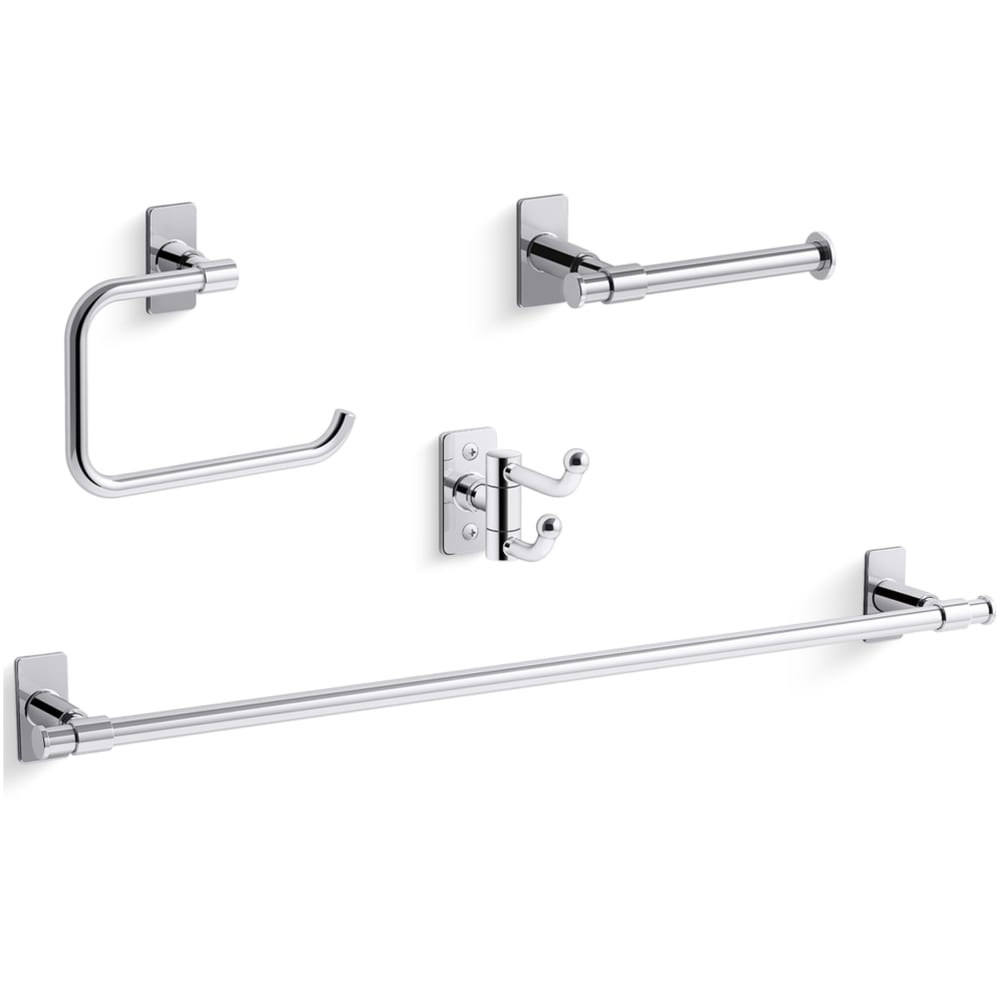 Castia by Studio McGee Bath Suite Accessory Package Featuring 24" Towel Bar, Tissue Holder, Double Robe Hook, and Towel Ring