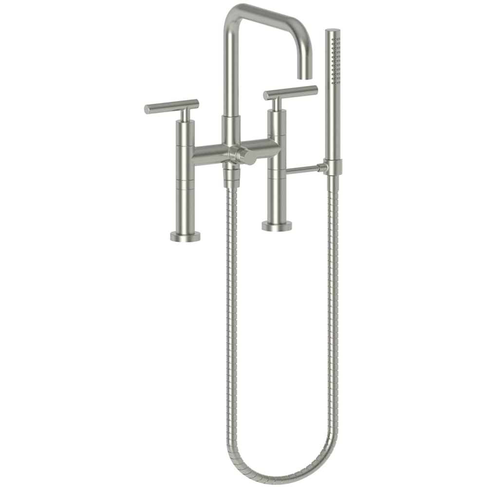 East Square Deck Mounted Tub Filler with Lever Handles and Built-In Diverter - Includes Hand Shower