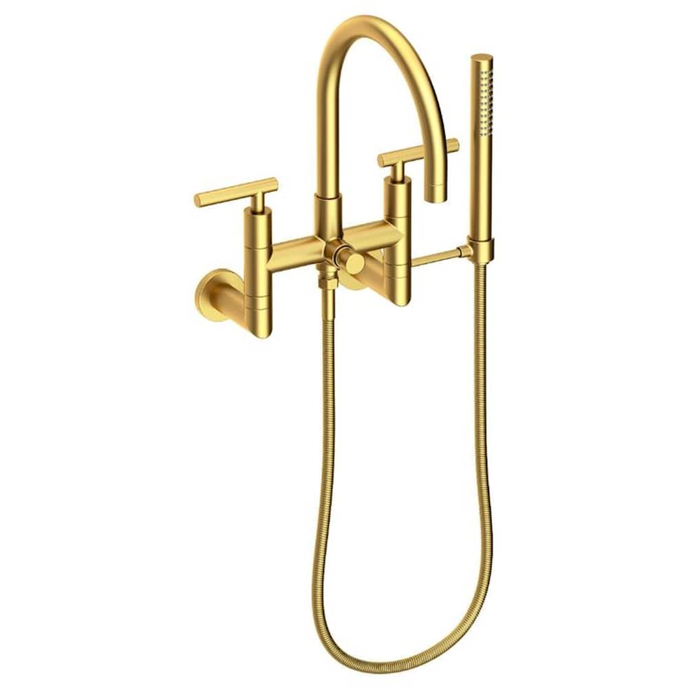 East Linear Wall Mounted Tub Filler with Lever Handles and Built-In Diverter - Includes Hand Shower