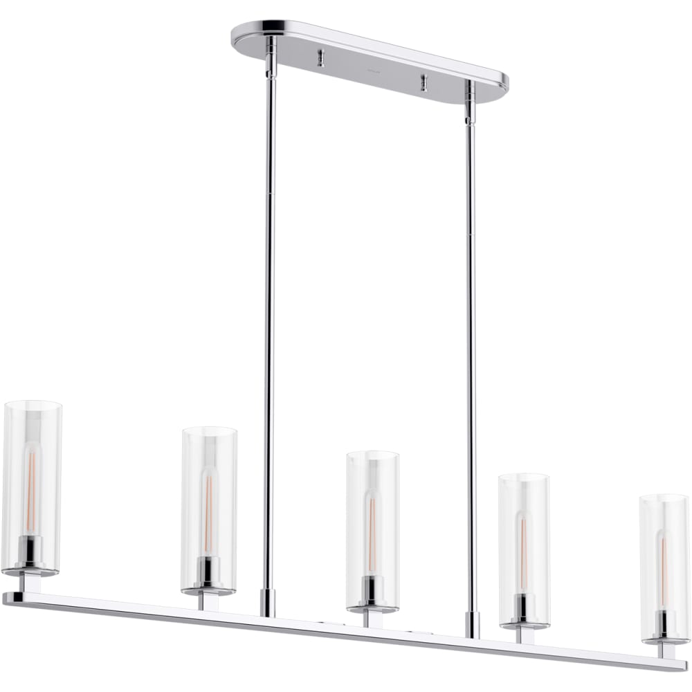 Crue 5 Light 45" Wide Linear Chandelier with Clear Glass Shades