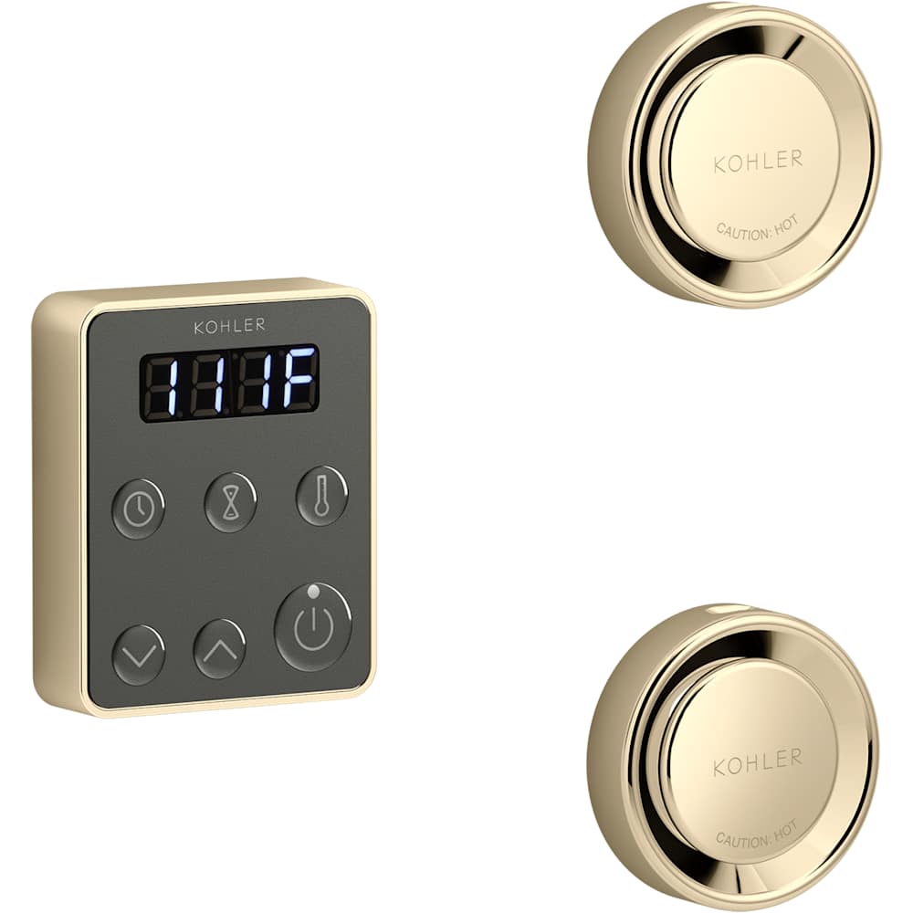 Invigoration Tandem Steam Control Kit with Fast-Response, Power Clean, Digital Clock, and Two Steam Heads with Aromatherapy Reservoirs