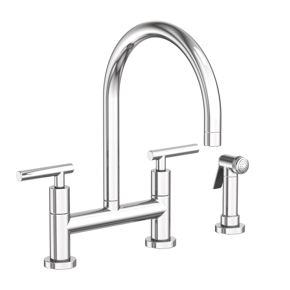 East Linear 1.8 GPM Widespread Bridge Kitchen Faucet with Lever Handles - Includes Side Spray