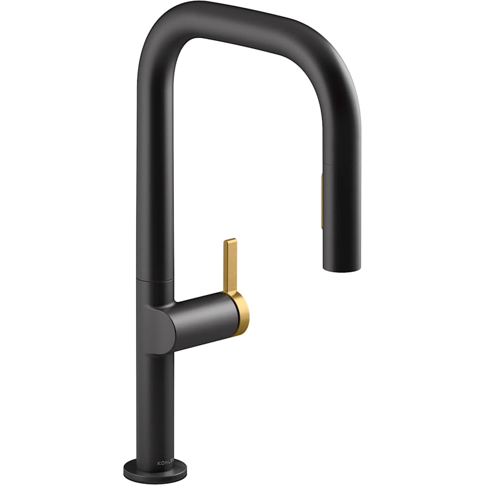 Components 1.5 GPM Single Hole Pull Down Kitchen Faucet with Angled High-Arch Spout, DockNetik, ProMotion, and MasterClean Sprayhead Technologies