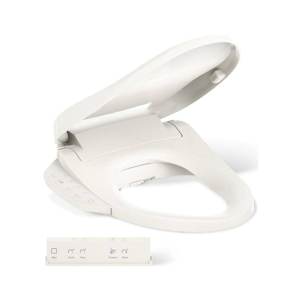 PureWash E725 Elongated Bidet Seat with Remote Control, Quiet-Close, Grip-Tight Bumpers, and Quick-Release