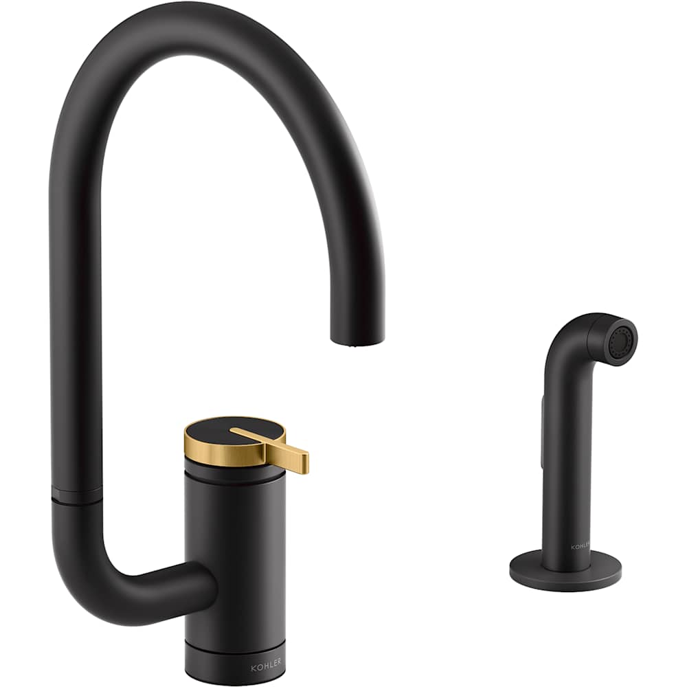 Components 1.5 GPM Single Hole Kitchen Faucet with Two Function Extended Reach High-Arch Swivel Spout with SoftRinse Technology - Includes Side Spray