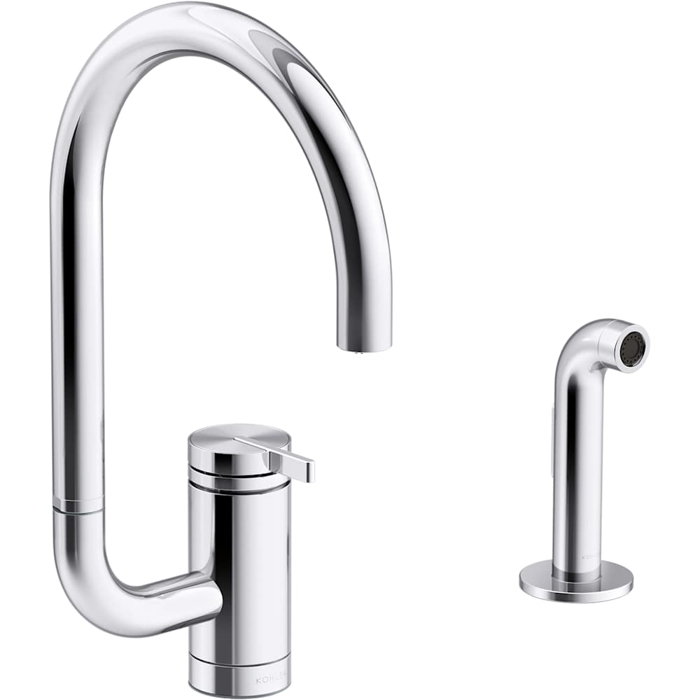 Components 1.5 GPM Single Hole Kitchen Faucet with Two Function Extended Reach High-Arch Swivel Spout with SoftRinse Technology - Includes Side Spray