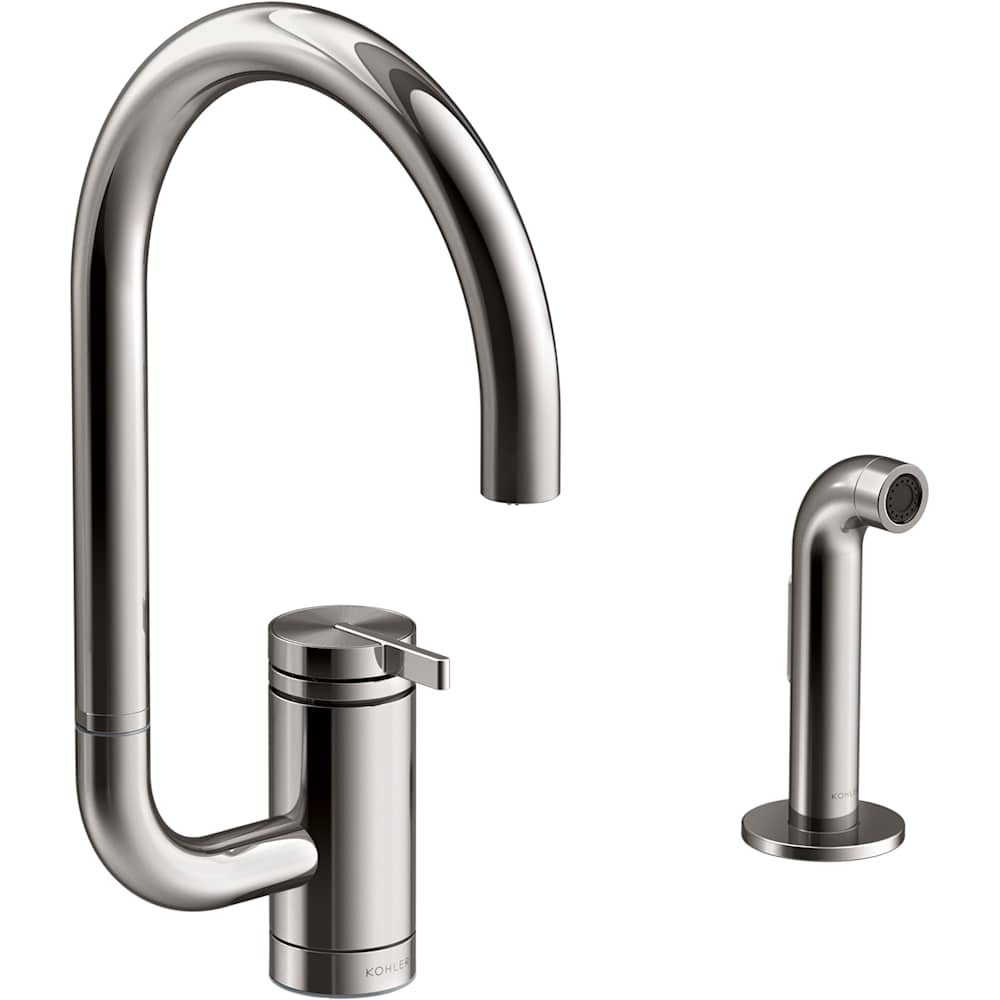 Components 1.5 GPM Single Hole Kitchen Faucet with Two Function Extended Reach High-Arch Swivel Spout with SoftRinse Technology - Includes Side Spray