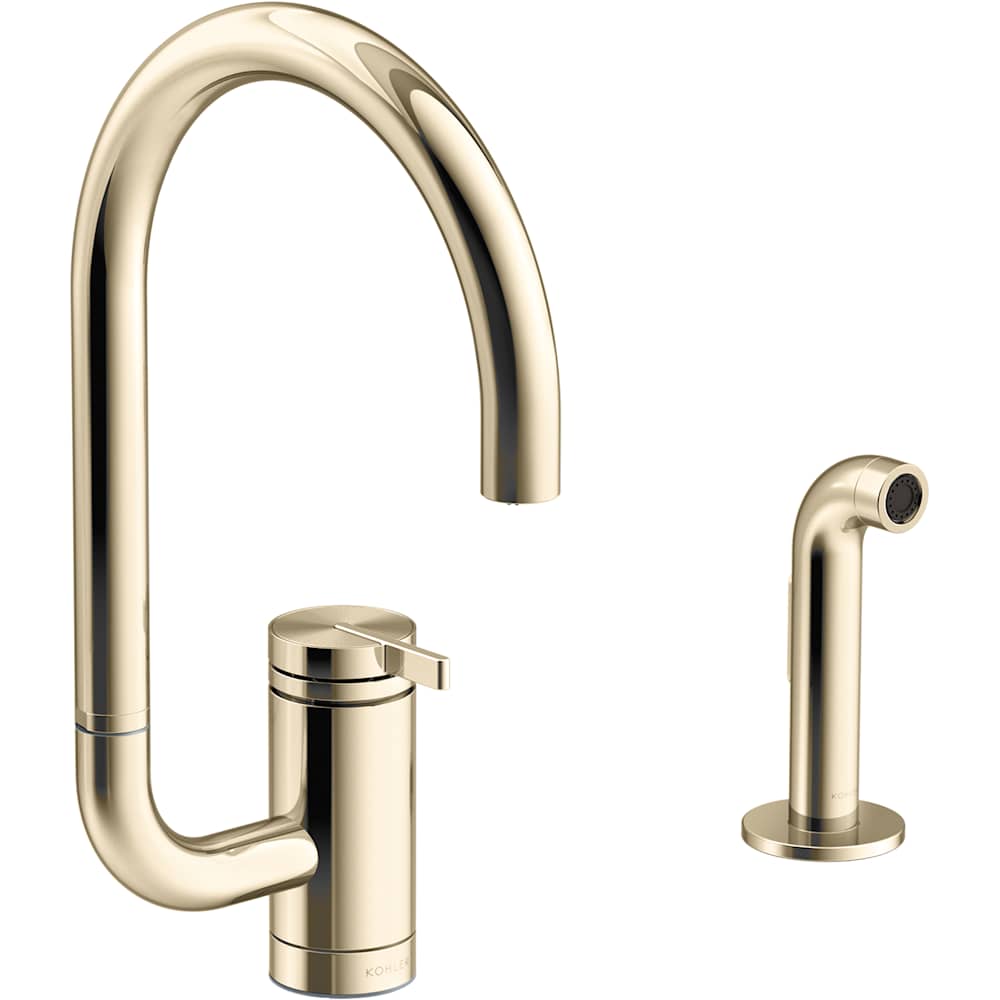 Components 1.5 GPM Single Hole Kitchen Faucet with Two Function Extended Reach High-Arch Swivel Spout with SoftRinse Technology - Includes Side Spray