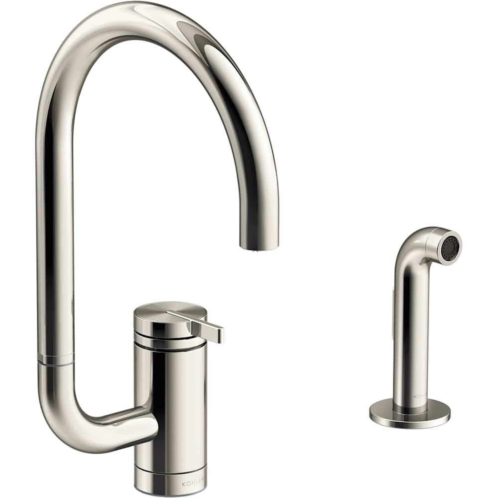 Components 1.5 GPM Single Hole Kitchen Faucet with Two Function Extended Reach High-Arch Swivel Spout with SoftRinse Technology - Includes Side Spray