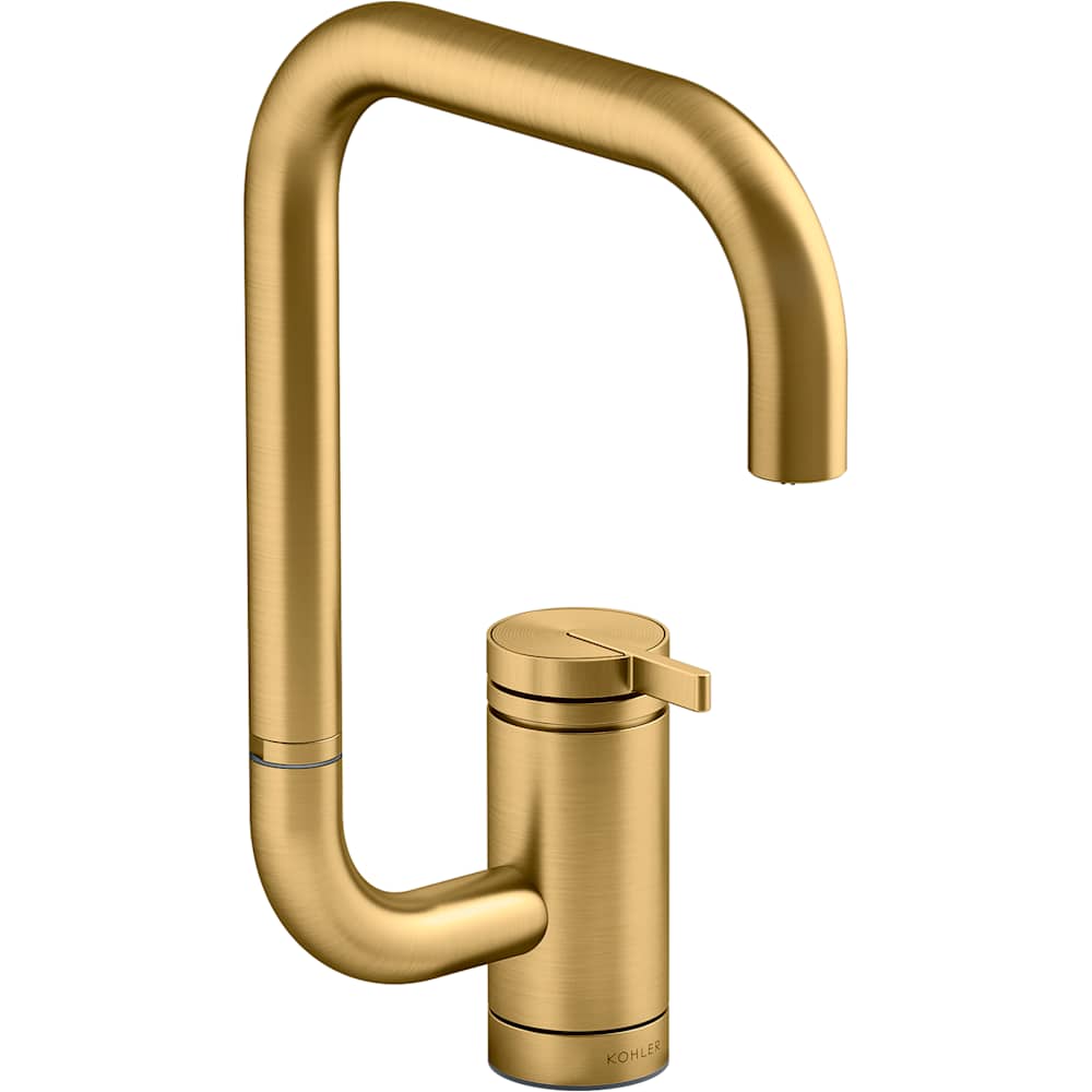 Components 1.5 GPM Single Hole Bar Faucet with Extended Reach Angled High-Arch Spout and Two Function Aerator with SoftRinse Spray