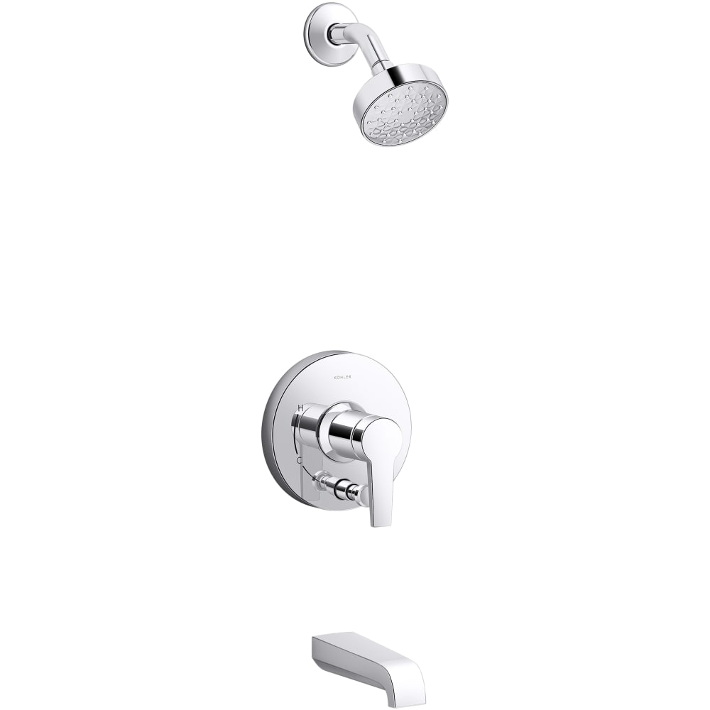 Pitch Rite-Temp Tub and Shower Trim Package with Integrated Diverter and 1.75 GPM Single Function Shower Head