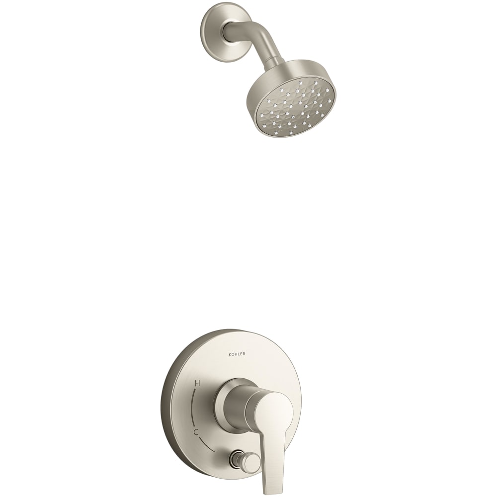 Pitch Rite-Temp Shower Trim Package with Integrated Diverter and 1.75 GPM Single Function Shower Head