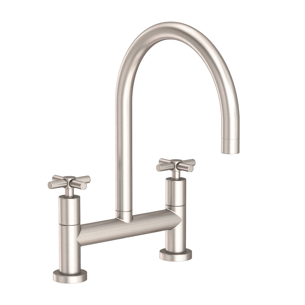 East Linear 1.8 GPM Widespread Bridge Kitchen Faucet with Cross Handles