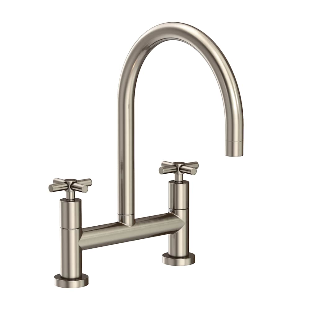 East Linear 1.8 GPM Widespread Bridge Kitchen Faucet with Cross Handles