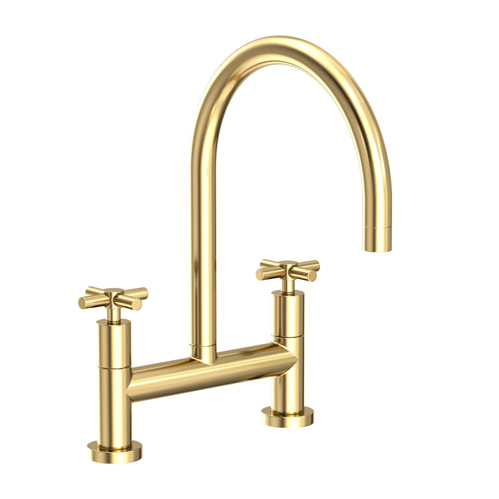 East Linear 1.8 GPM Widespread Bridge Kitchen Faucet with Cross Handles