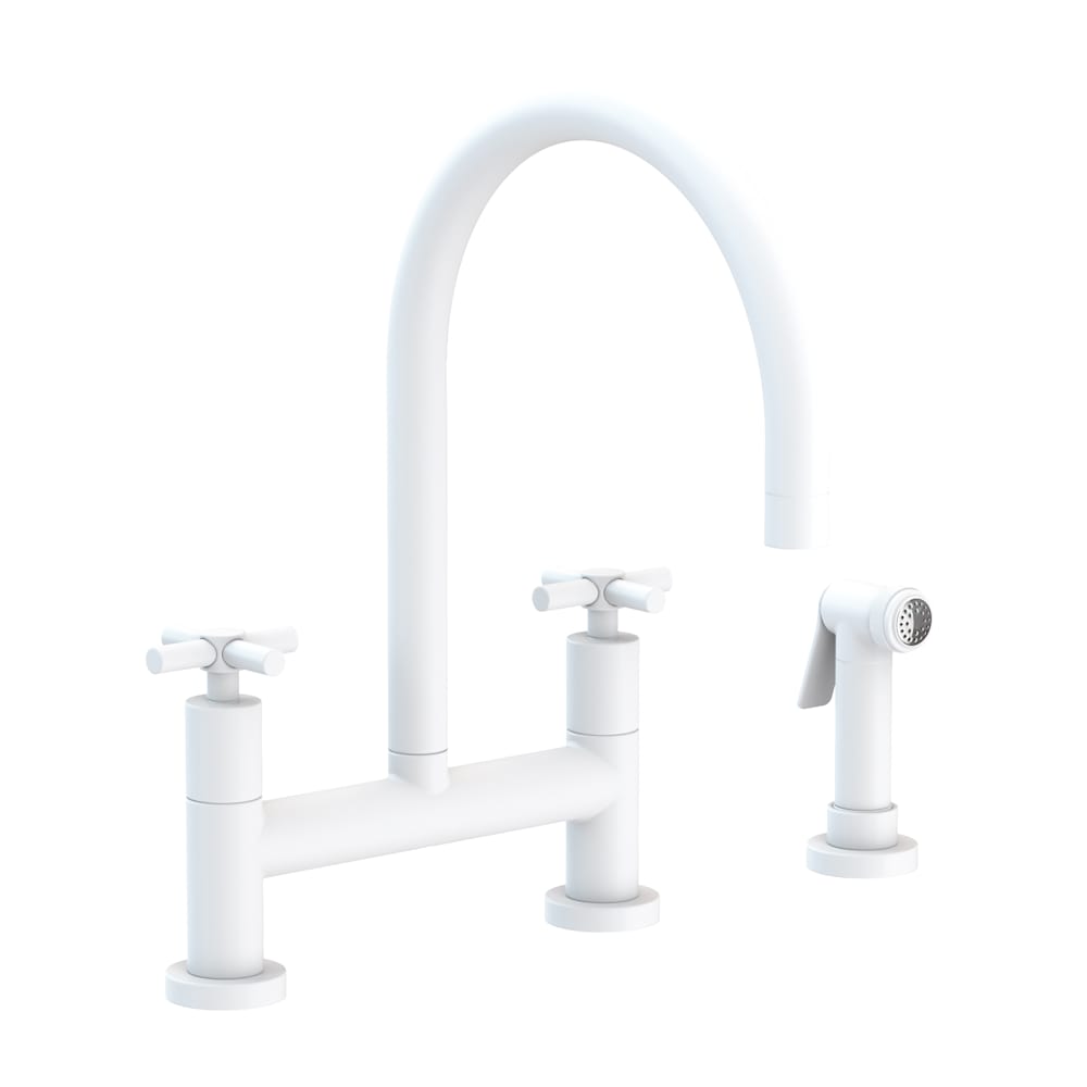 East Linear 1.8 GPM Widespread Bridge Kitchen Faucet with Cross Handles - Includes Side Spray