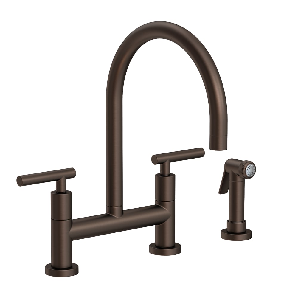East Linear 1.8 GPM Widespread Bridge Kitchen Faucet with Lever Handles - Includes Side Spray