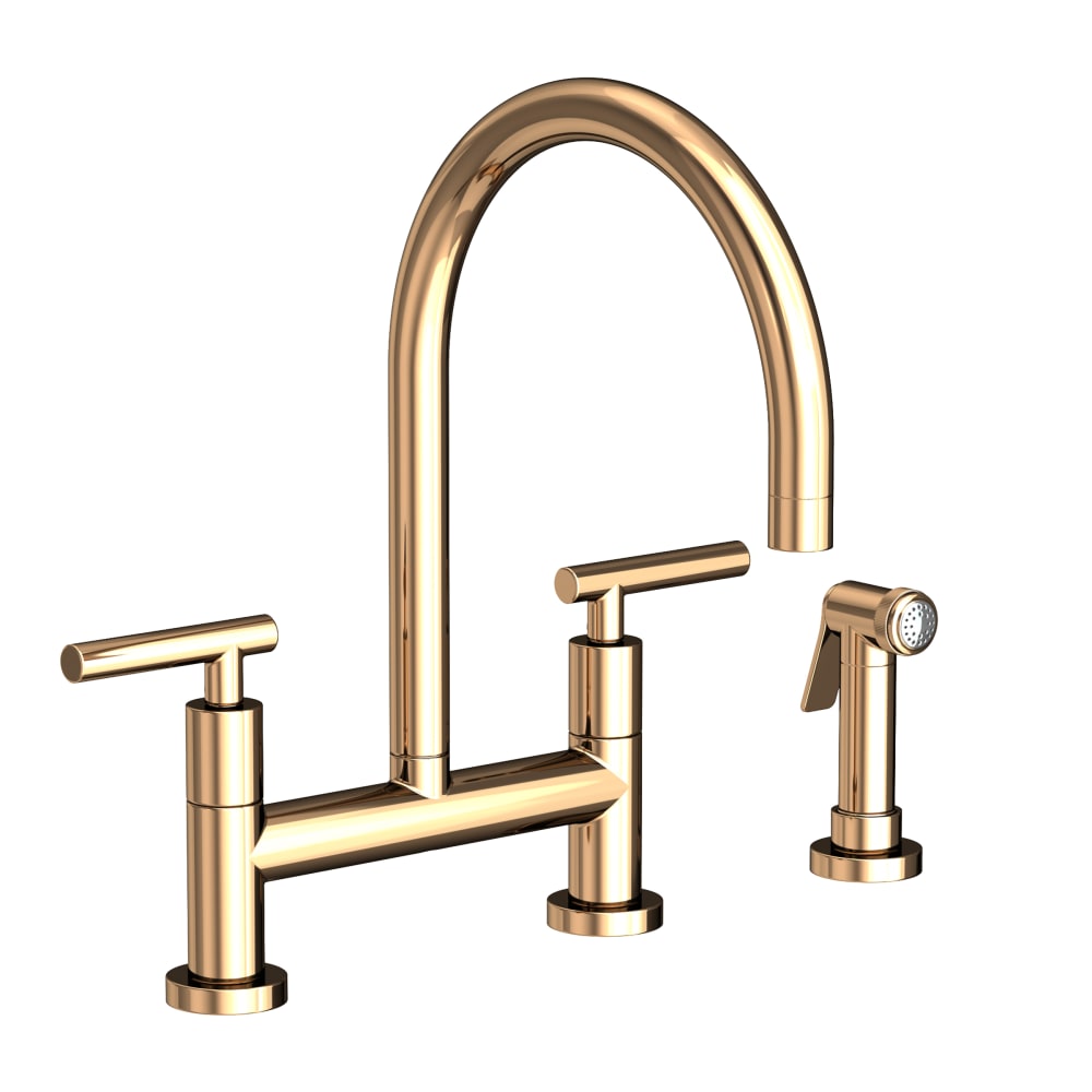 East Linear 1.8 GPM Widespread Bridge Kitchen Faucet with Lever Handles - Includes Side Spray