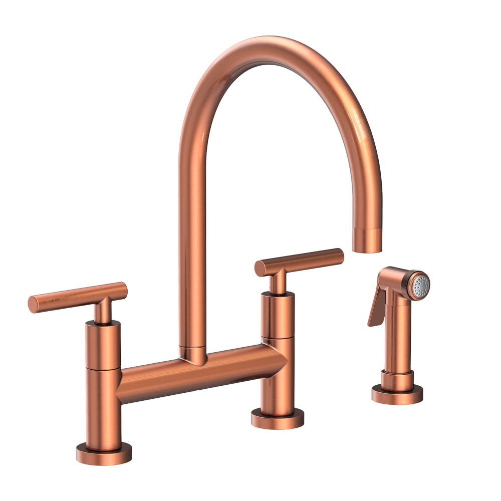 East Linear 1.8 GPM Widespread Bridge Kitchen Faucet with Lever Handles - Includes Side Spray