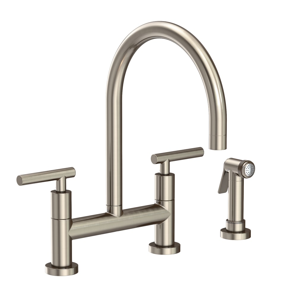 East Linear 1.8 GPM Widespread Bridge Kitchen Faucet with Lever Handles - Includes Side Spray