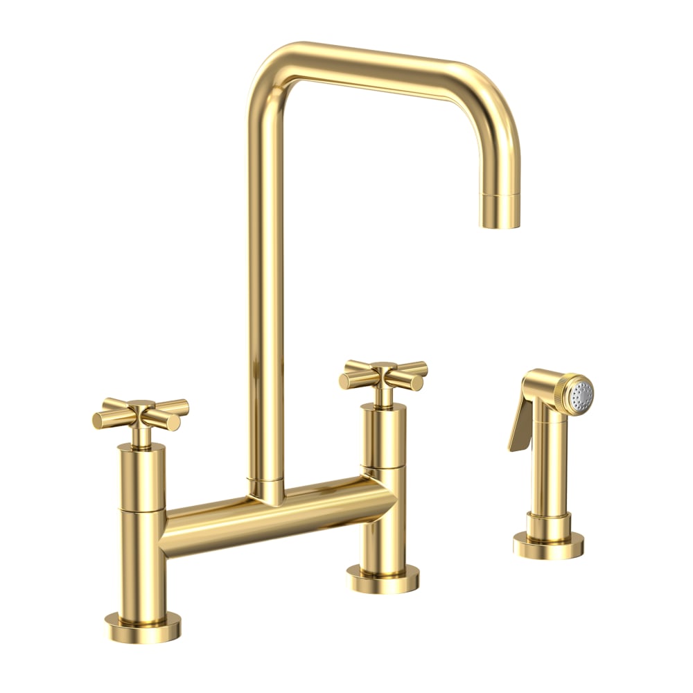 East Square 1.8 GPM Widespread Bridge Kitchen Faucet with Cross Handles - Includes Side Spray
