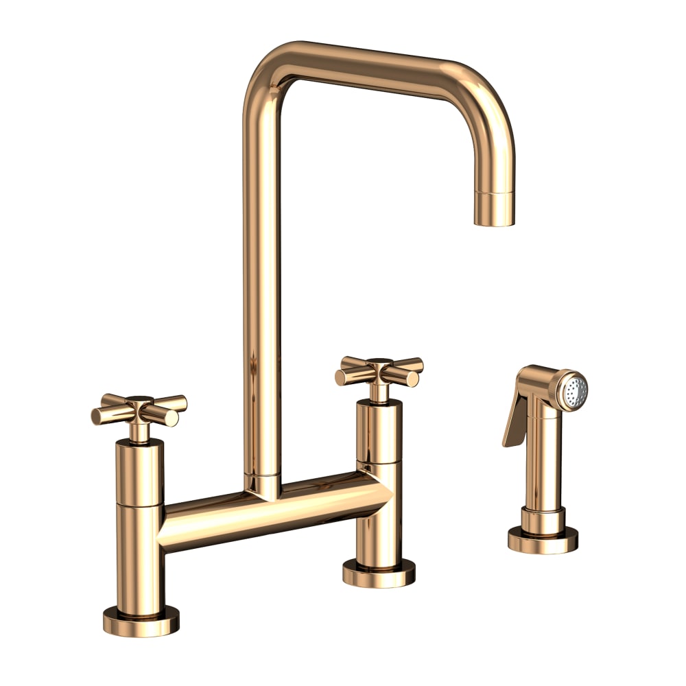 East Square 1.8 GPM Widespread Bridge Kitchen Faucet with Cross Handles - Includes Side Spray