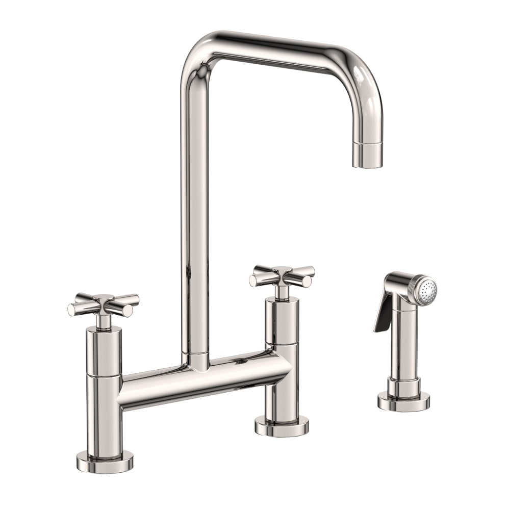 East Square 1.8 GPM Widespread Bridge Kitchen Faucet with Cross Handles - Includes Side Spray
