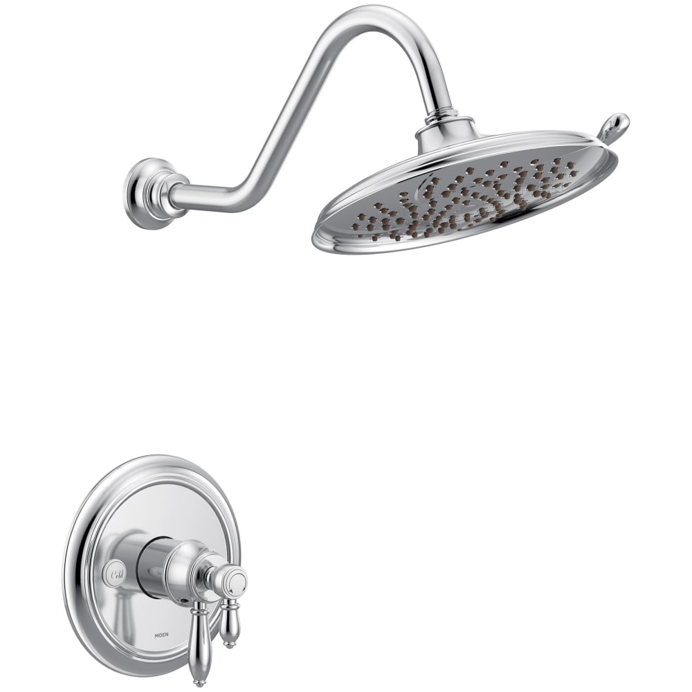Moen Weymouth Posi-Temp Pressure Balanced Tub and Shower Trim with Multi-Function Shower Head and Tub Spout (Less Valve) Brushed Gold