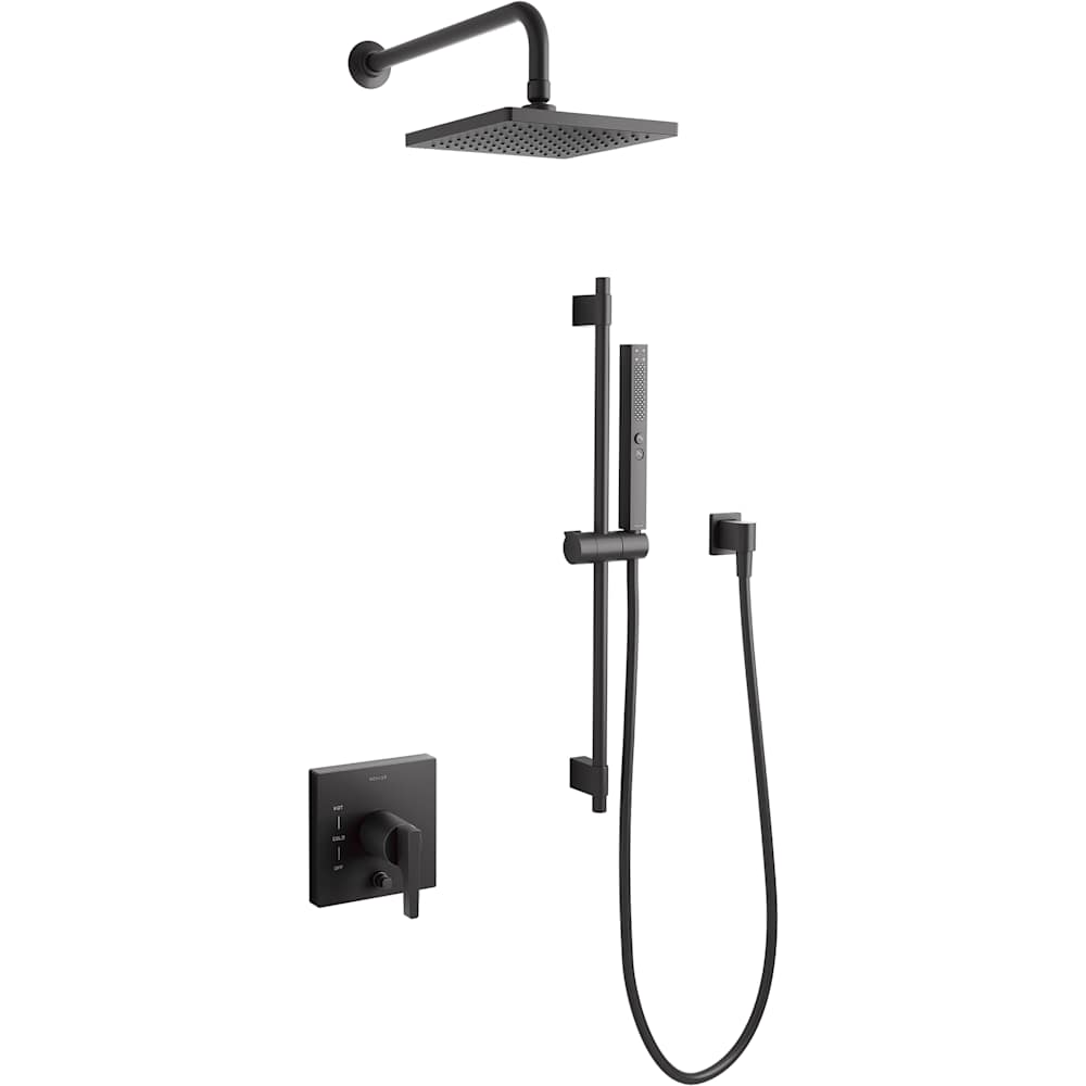 Honesty Pressure Balanced Shower System with 2.5 GPM Shower Head, Hand Shower, Slide Bar, Shower Arm, Hose, and Valve Trim – Less Rite-Temp Valve
