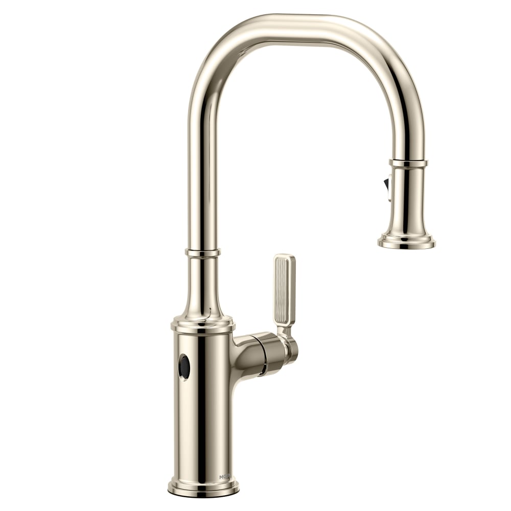 Moen Smyth 1.5 GPM Single Hole Pull Down Kitchen Faucet with MotionSense Wave and Power Clean Polished Nickel