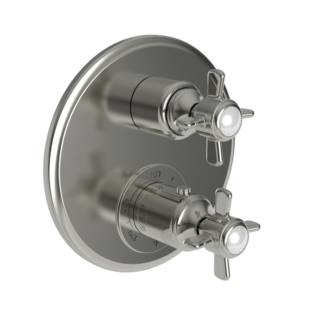 Fairfield Three Function Thermostatic Valve Trim Only with Dual Cross Handles, Integrated Diverter, and Volume Control - Less Rough In