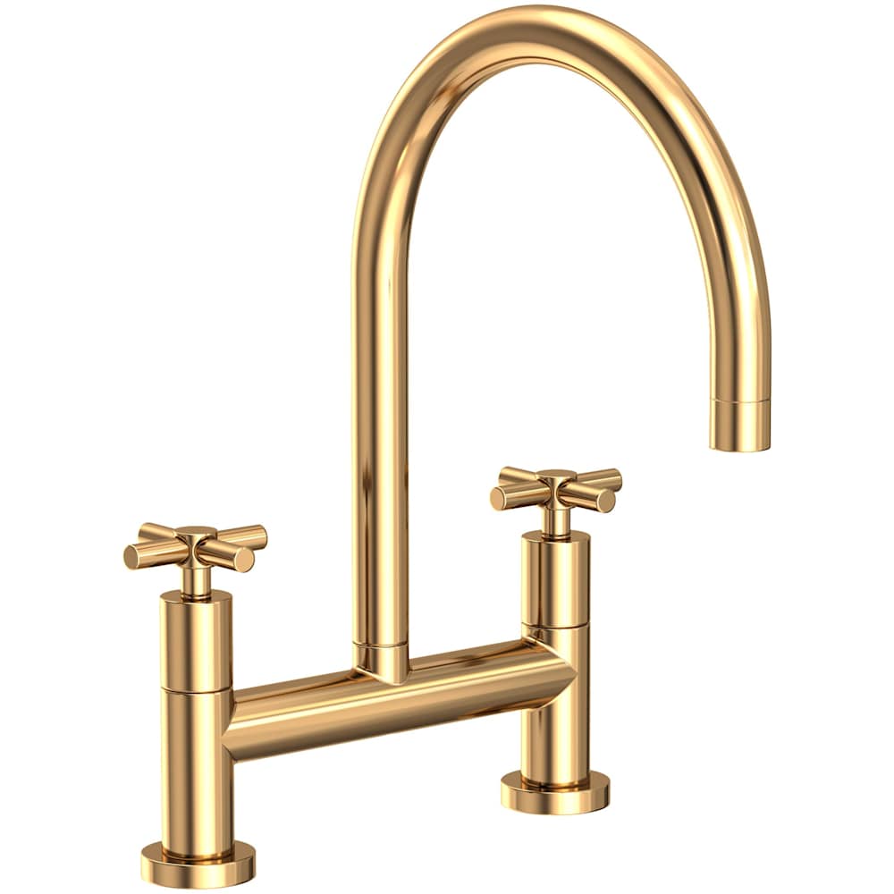 East Linear 1.8 GPM Widespread Bridge Kitchen Faucet with Cross Handles