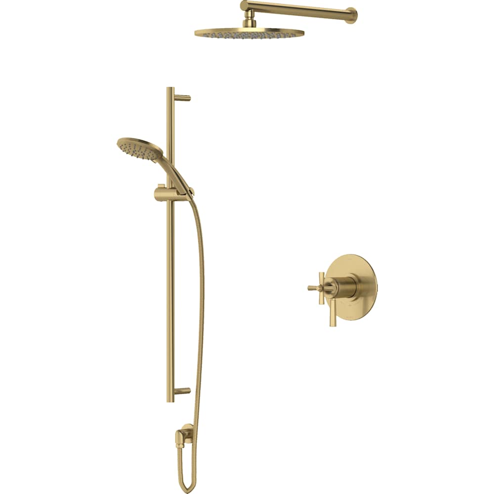 Modelle Pressure Balanced and Thermostatic Shower System with Shower Head, Hand Shower, Slide Bar, Shower Arm, Hose, and Valve Trim