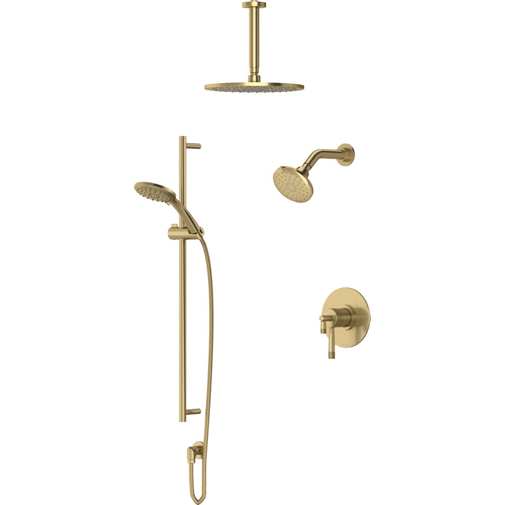 Amahle Pressure Balanced and Thermostatic Shower System with Shower Head, Hand Shower, Slide Bar, Shower Arm, Hose, and Valve Trim
