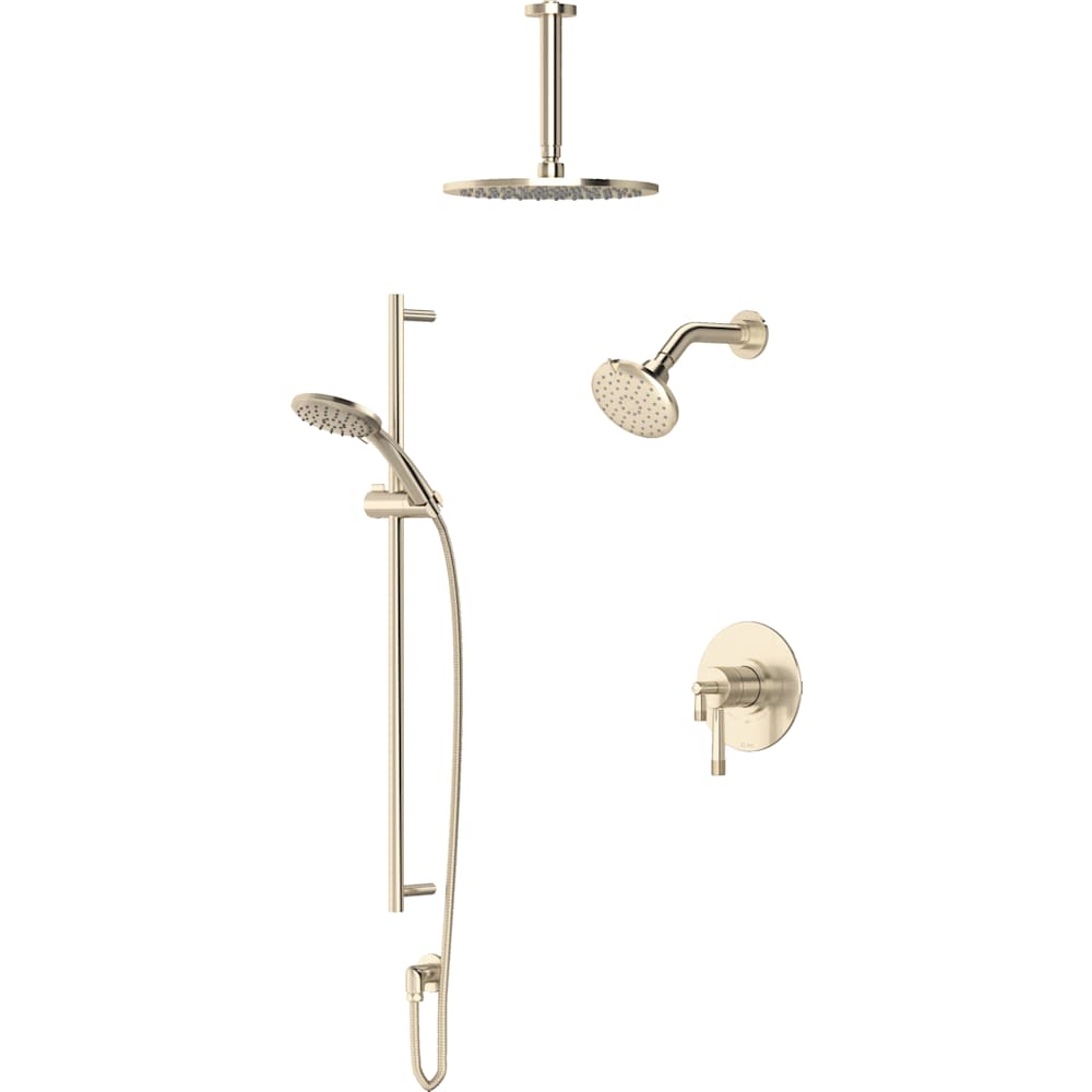 Amahle Pressure Balanced and Thermostatic Shower System with Shower Head, Hand Shower, Slide Bar, Shower Arm, Hose, and Valve Trim